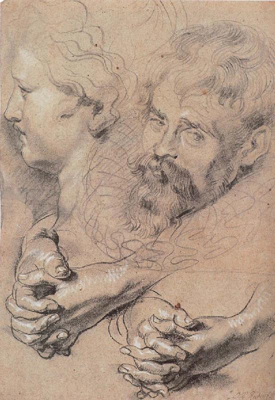 Peter Paul Rubens Head and hand-s pencil sketch Sweden oil painting art